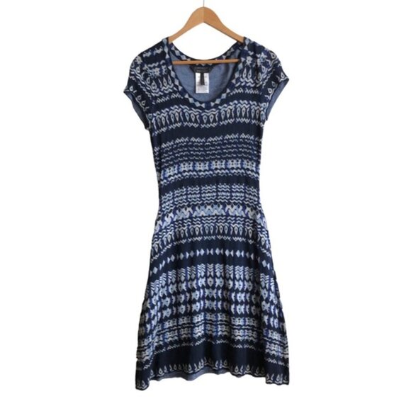 BCBGMaxAzria Hailee Dress Size Medium Blue Gray Silk Cotton Tapestry Jacquard - Picture 2 of 11